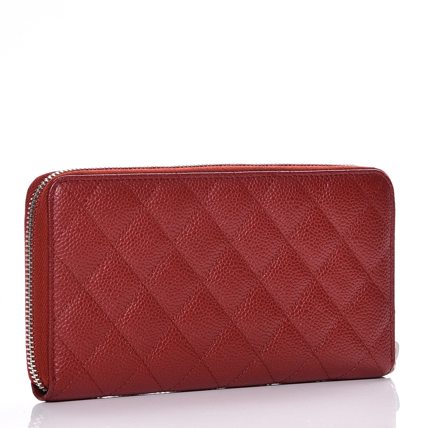Caviar Quilted Large Gusset Zip Around Wallet Red
