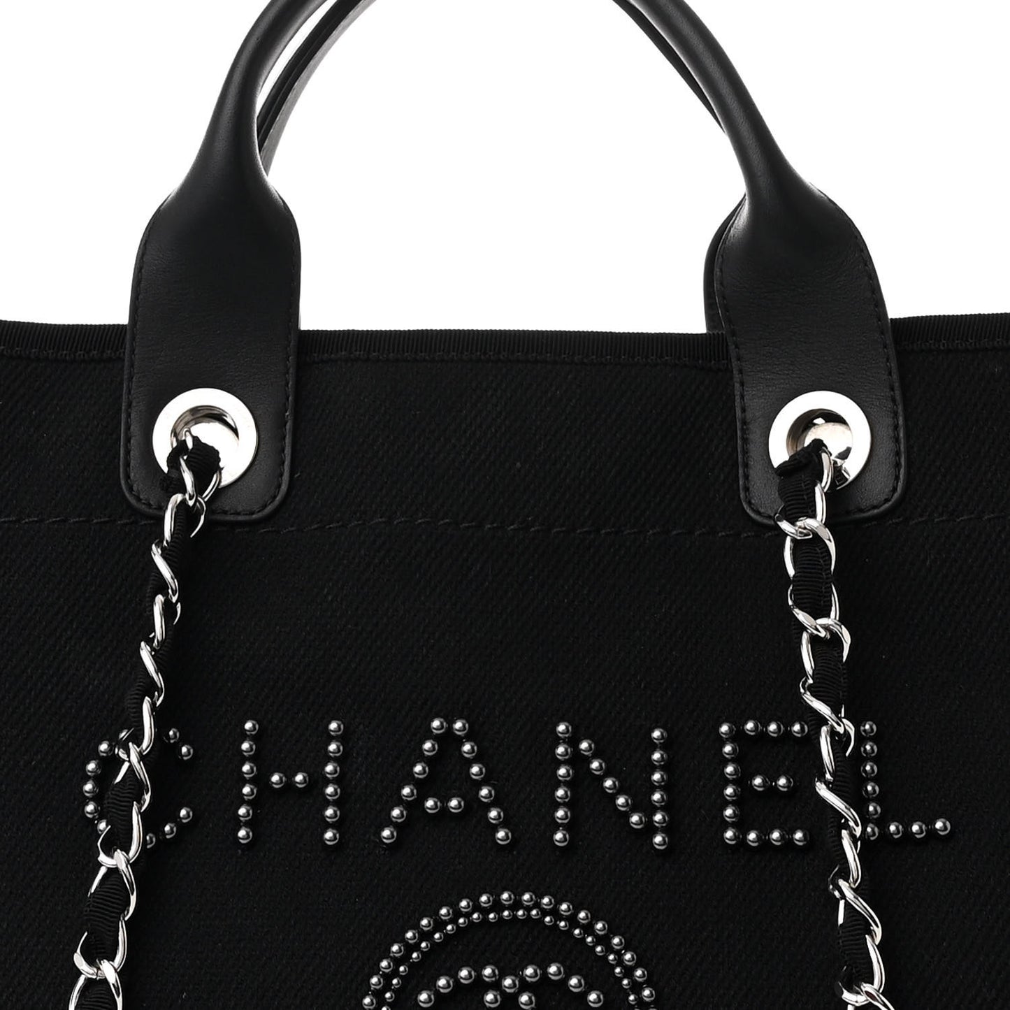 Canvas Pearl Medium Deauville Tote Black