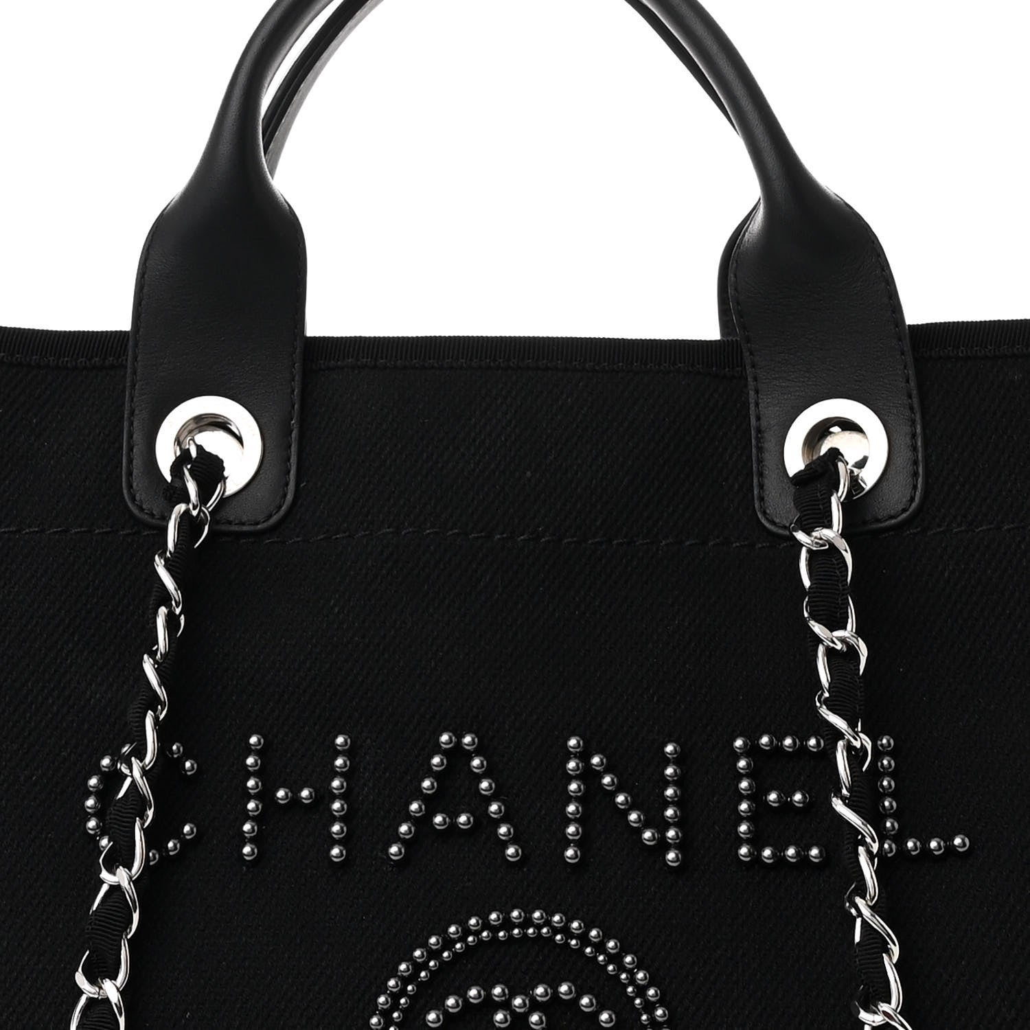 Chanel Canvas Pearl Medium Deauville Tote Black 8 of 12