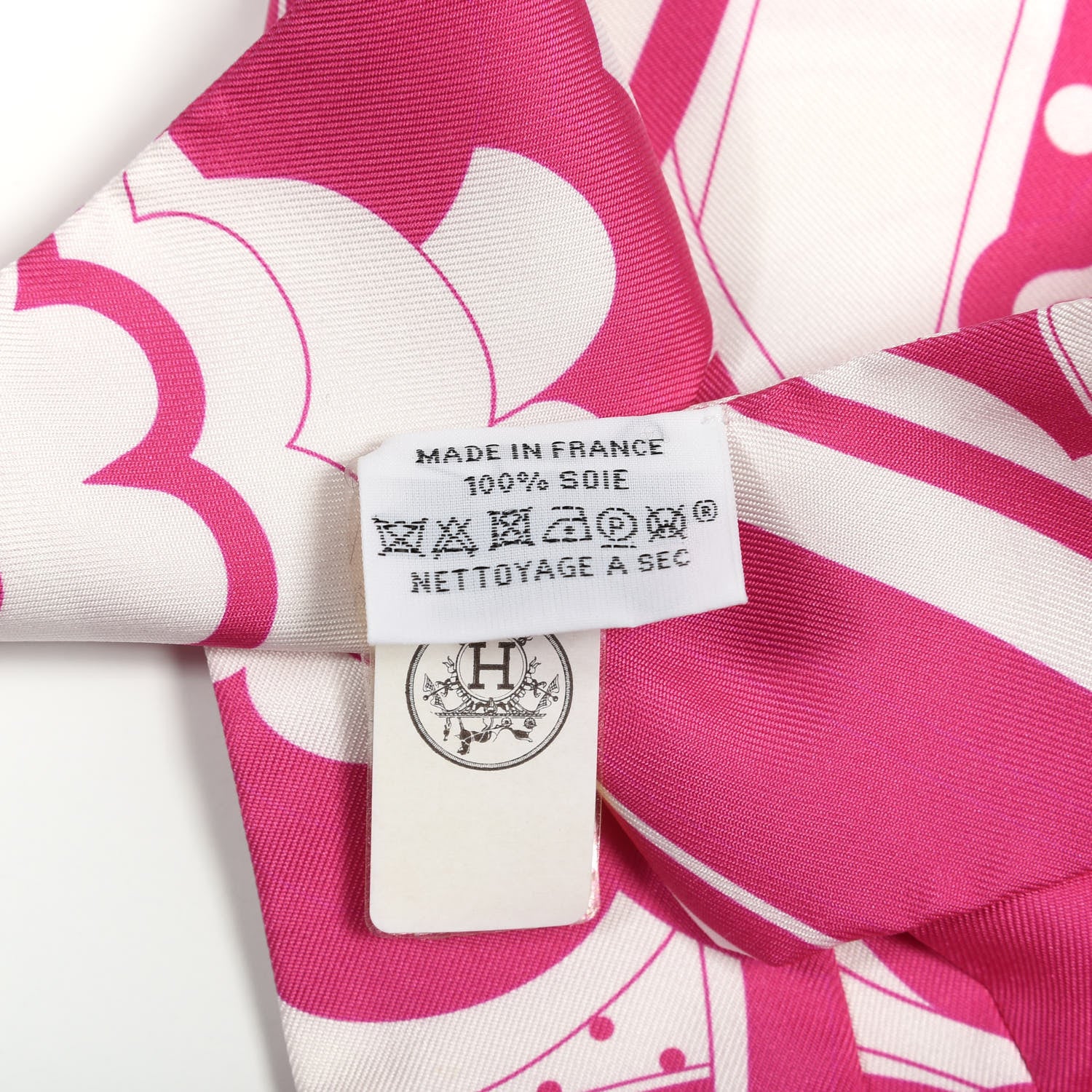 Hermes Silk Faubourg Rainbow Twilly Rose Vif White 4 of 4