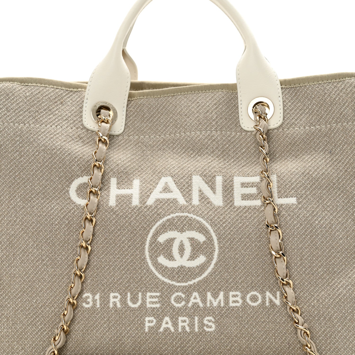 Chanel Mixed Fibers Calfskin Medium Deauville Tote Beige White 9 of 11