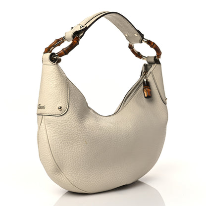 Gucci Pebbled Calfskin Bamboo Ring Hobo Ivory 3 of 11
