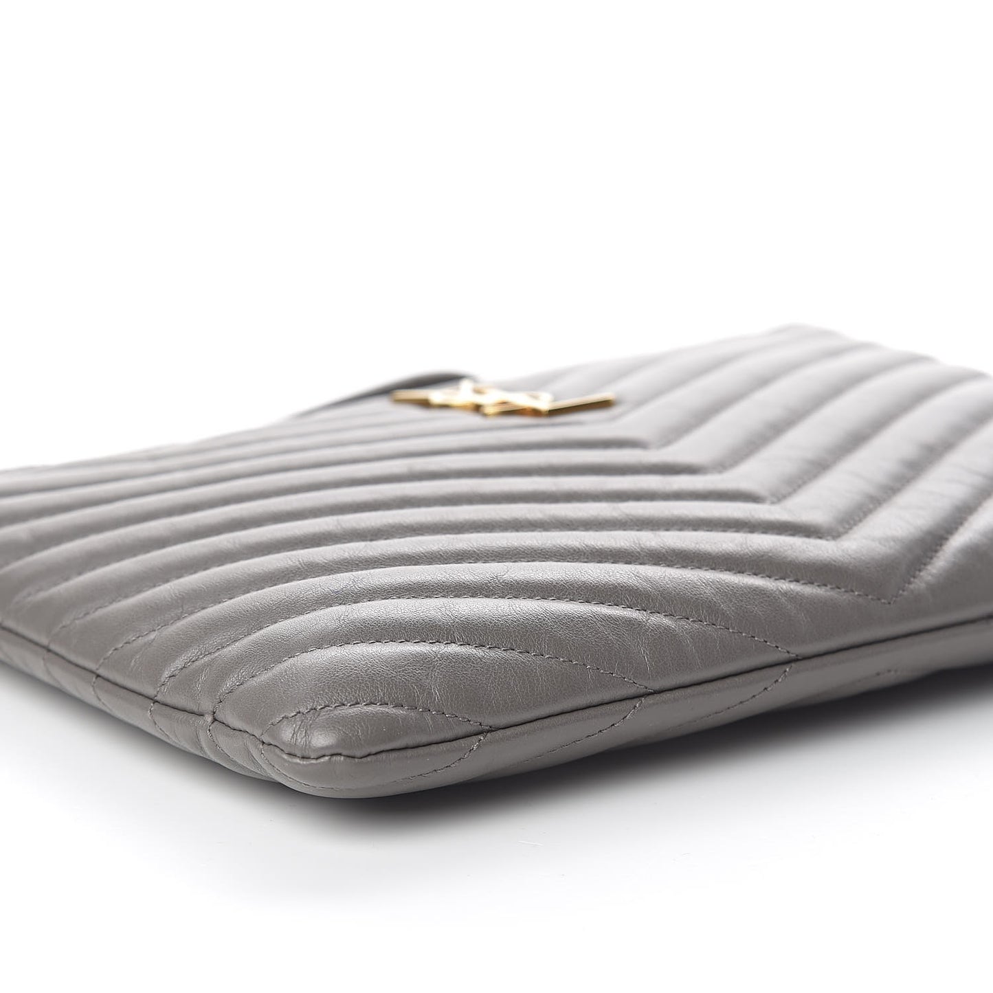 Calfskin Matelasse Chevron Monogram A5 Wristlet Earth
