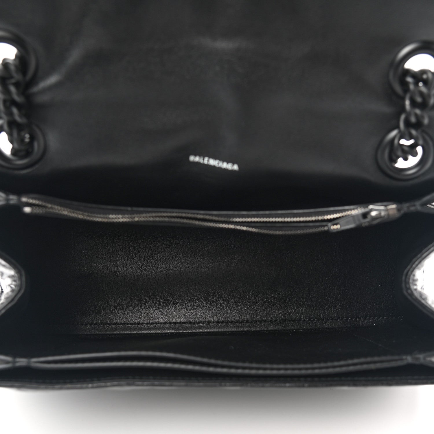 Balenciaga Crushed Calfskin Quilted Matte Black Hardware Medium Crush Chain Bag Black 5 of 10