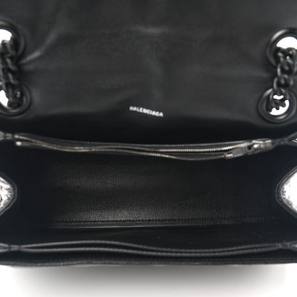 Balenciaga Crushed Calfskin Quilted Matte Black Hardware Medium Crush Chain Bag Black 5 of 10