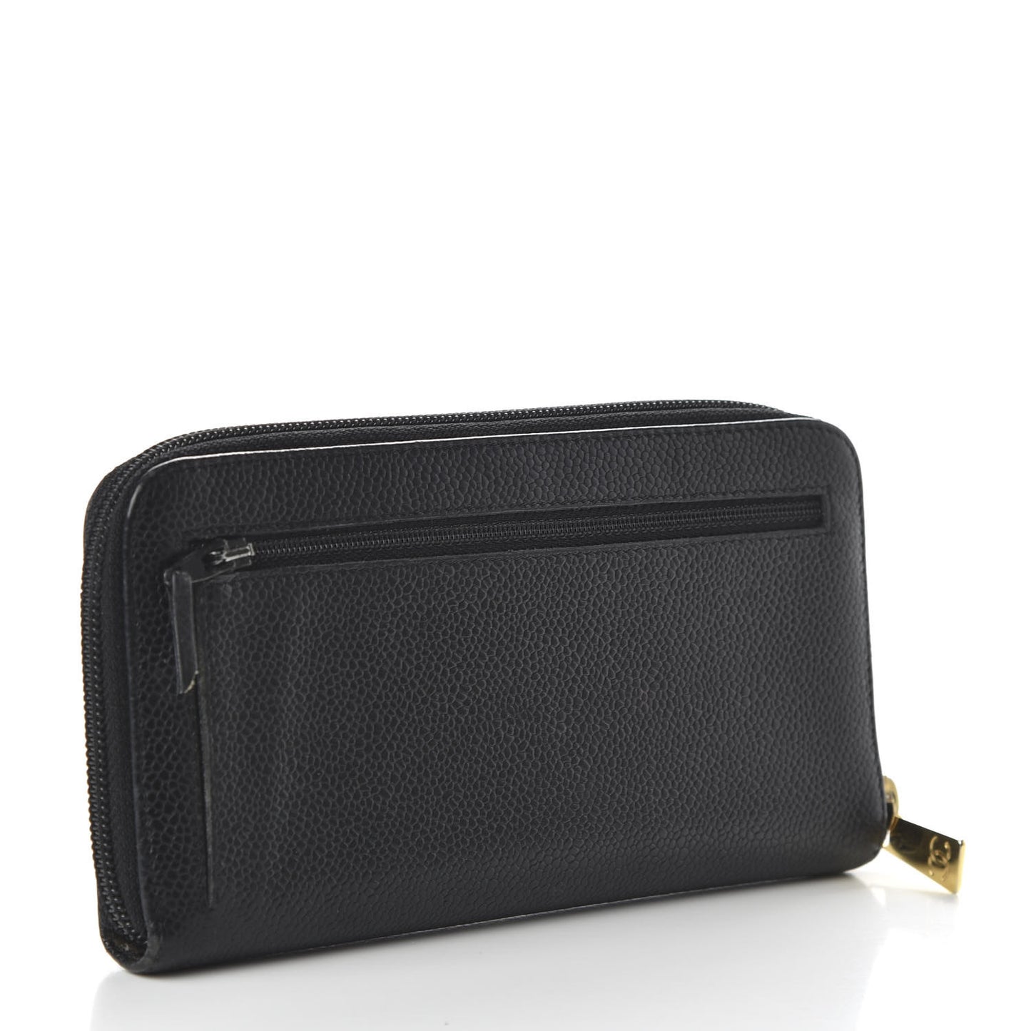 Caviar Large Timeless CC Zip Around Wallet Black