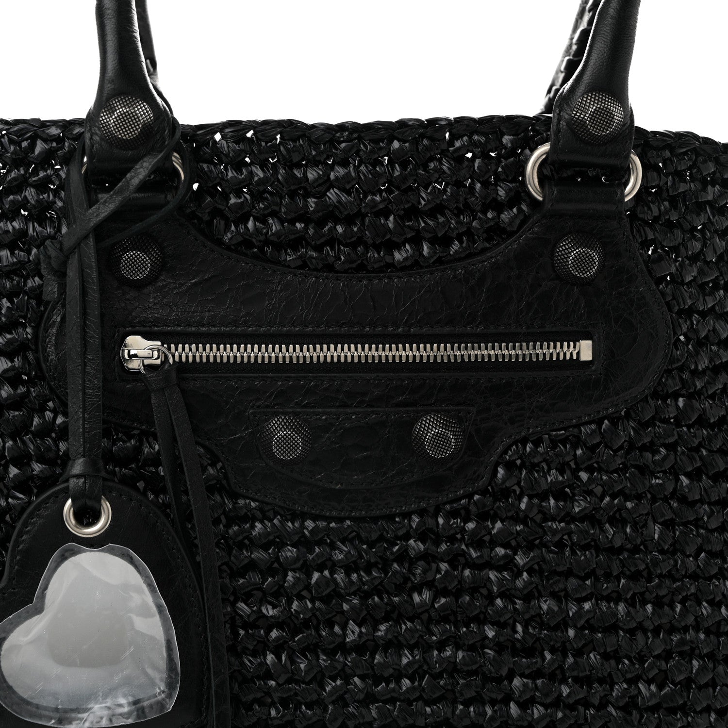 Balenciaga Raffia Woven Large Le Cagole Panier Tote Black 1748299