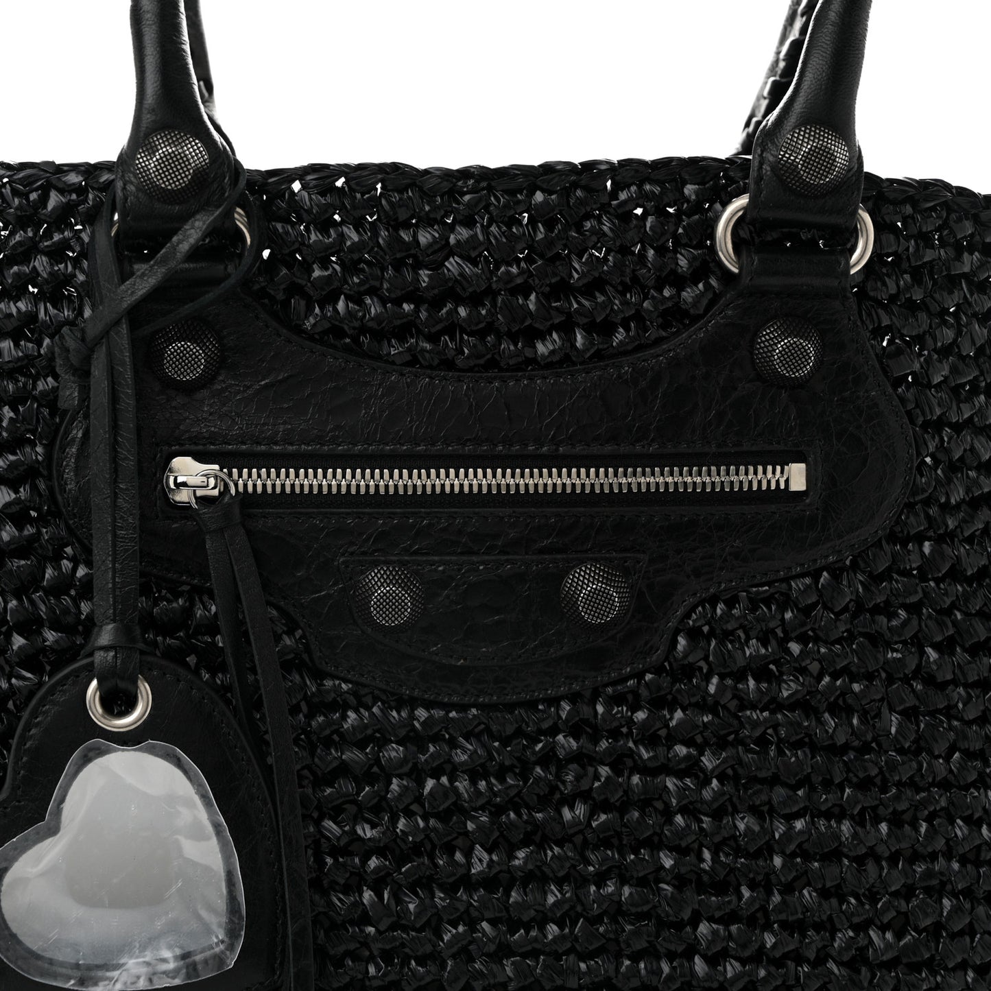 Raffia Woven Large Le Cagole Panier Tote Black