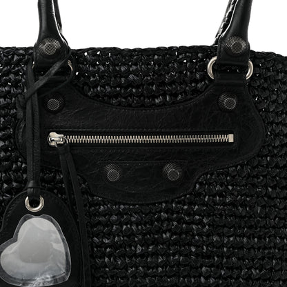 Balenciaga Raffia Woven Large Le Cagole Panier Tote Black 8 of 10