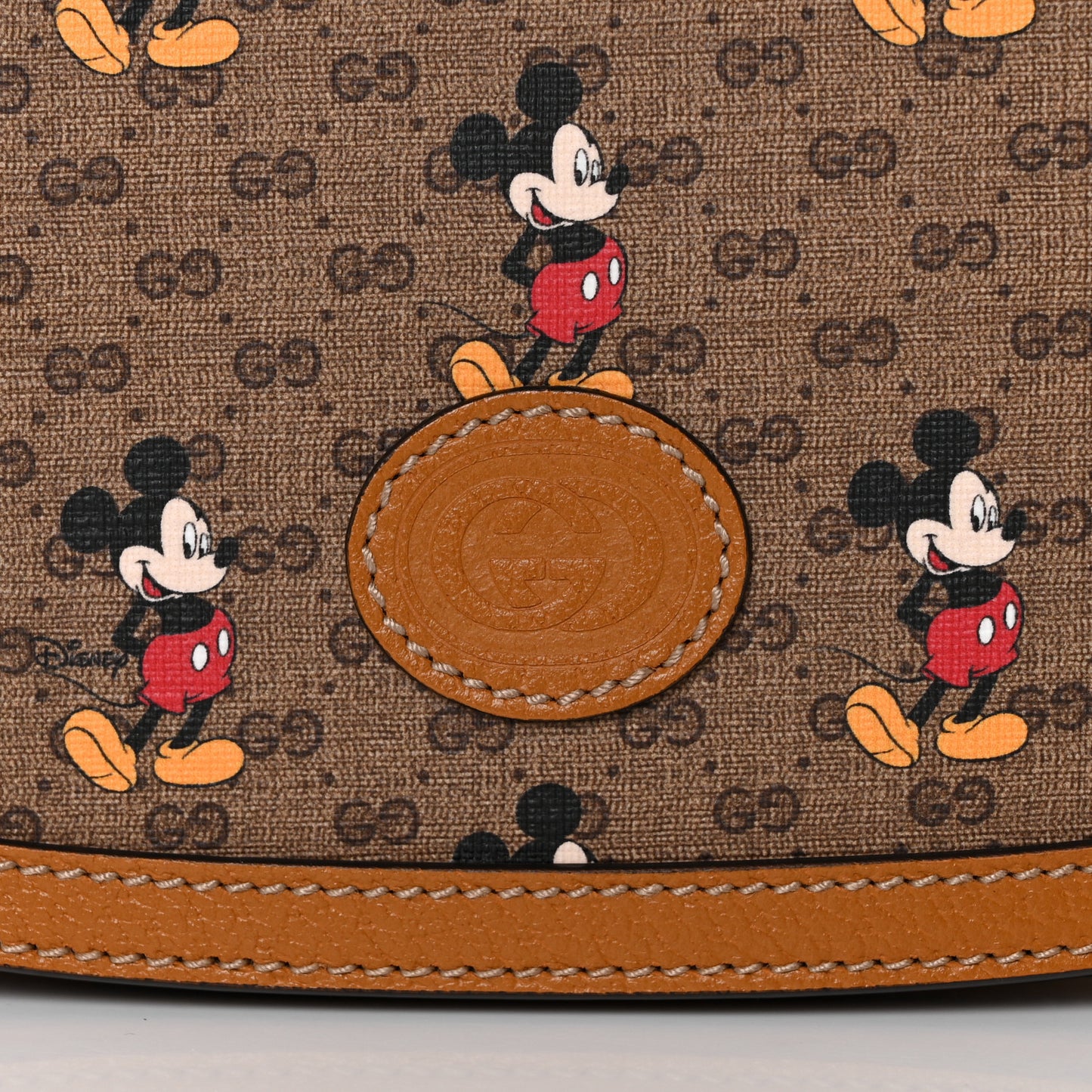 X DISNEY Mini Vintage GG Supreme Monogram Mickey Mouse Small Flap Messenger Bag Beige Vintage Sun Oil