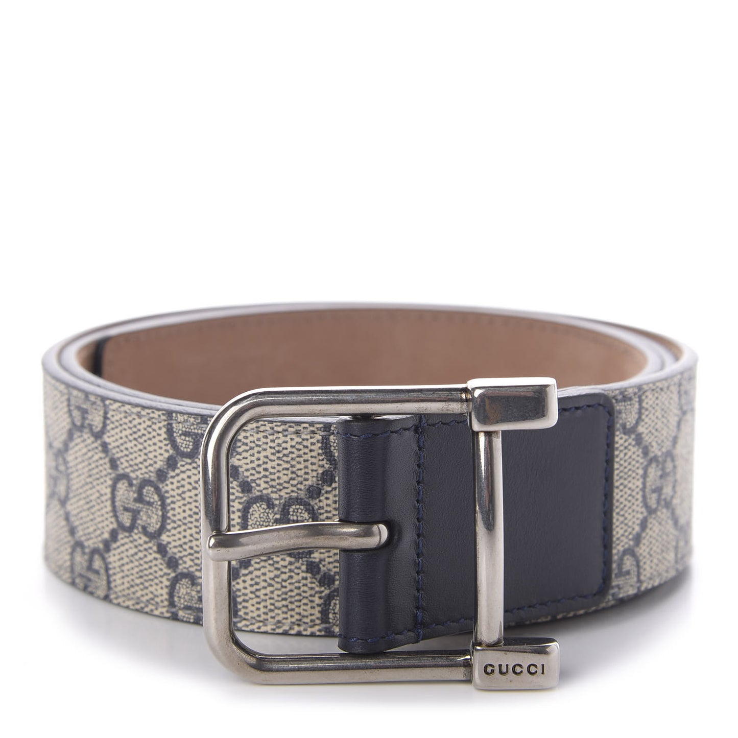 GG Supremem Monogram Selleria Calfskin Square Spur 40mm Belt 90 36 Beige Blue