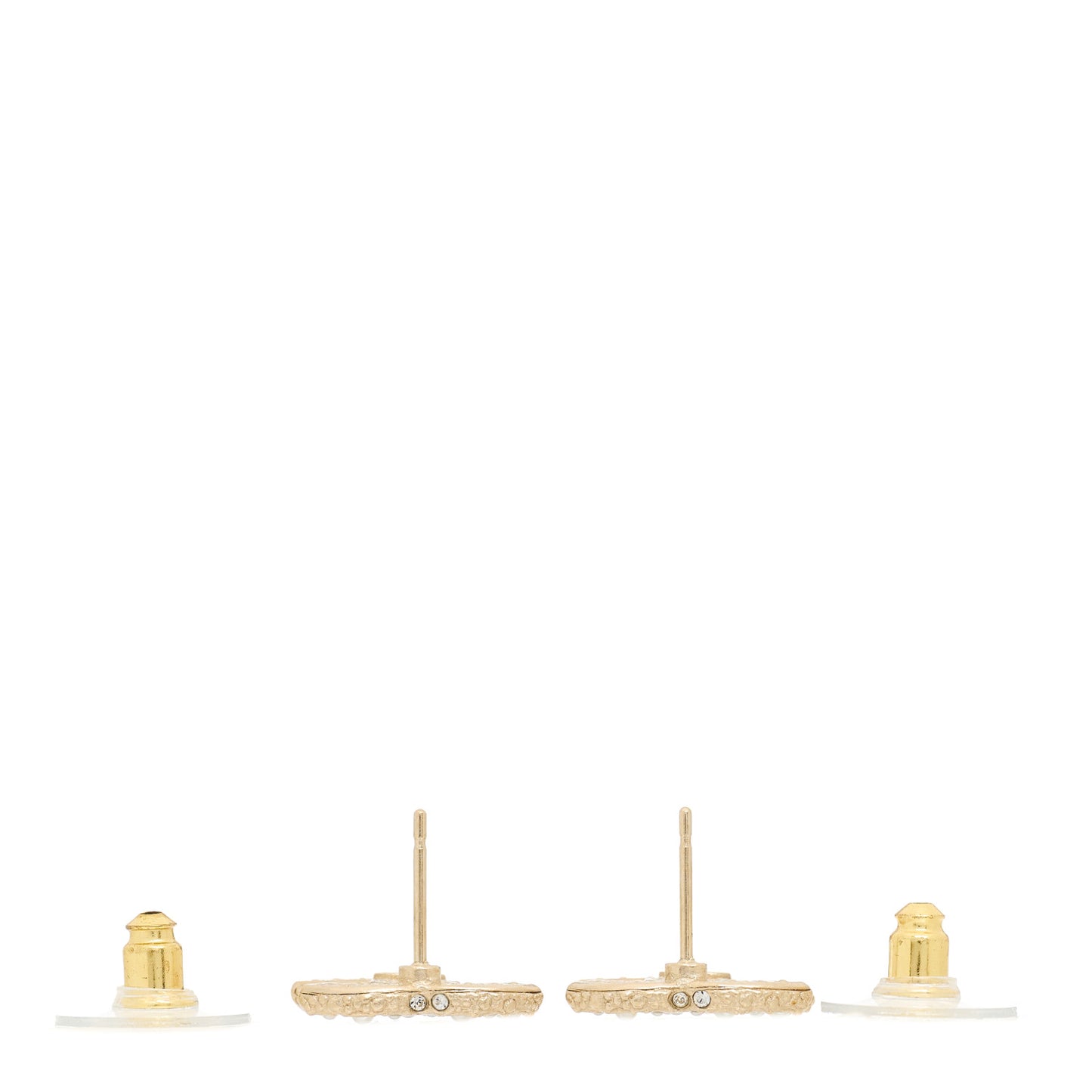 Metal Graduated Pearl Crystal CC Earrings Light Gold