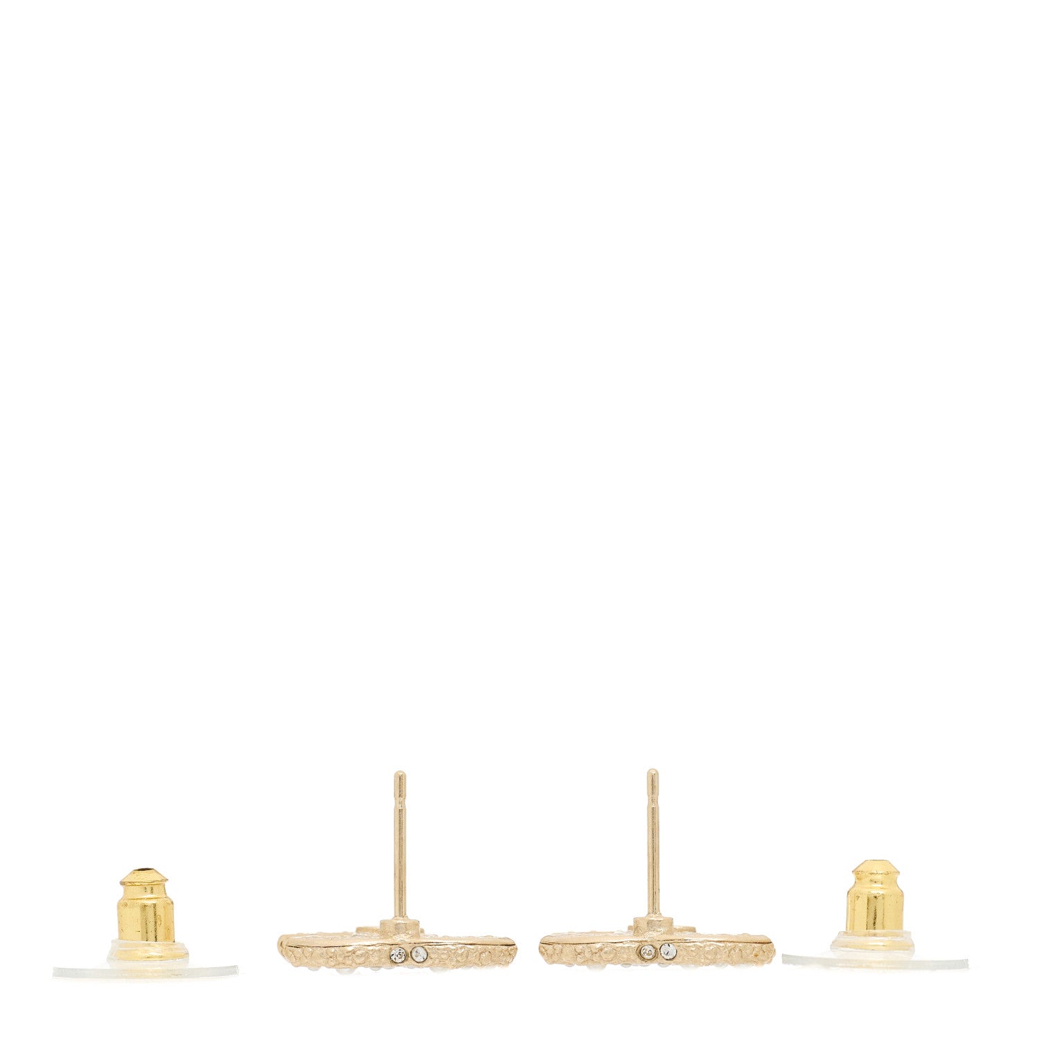 Chanel Metal Graduated Pearl Crystal CC Earrings Light Gold 3 of 5
