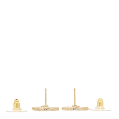 Chanel Metal Graduated Pearl Crystal CC Earrings Light Gold 3 of 5