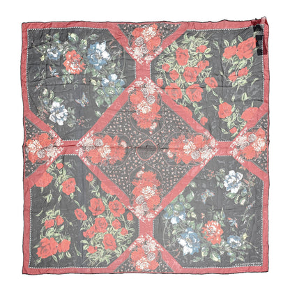 Alexander McQueen Silk Floral Scarf Red Black 1 of 3