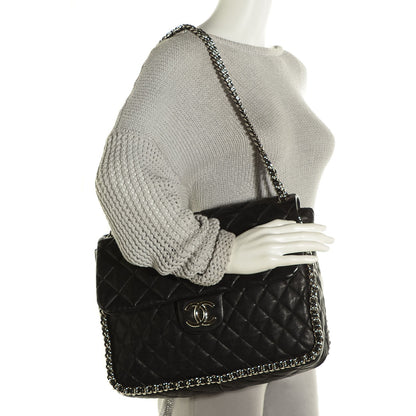Chanel Washed Lambskin Quilted Maxi Chain Around Flap Black 2 of 7