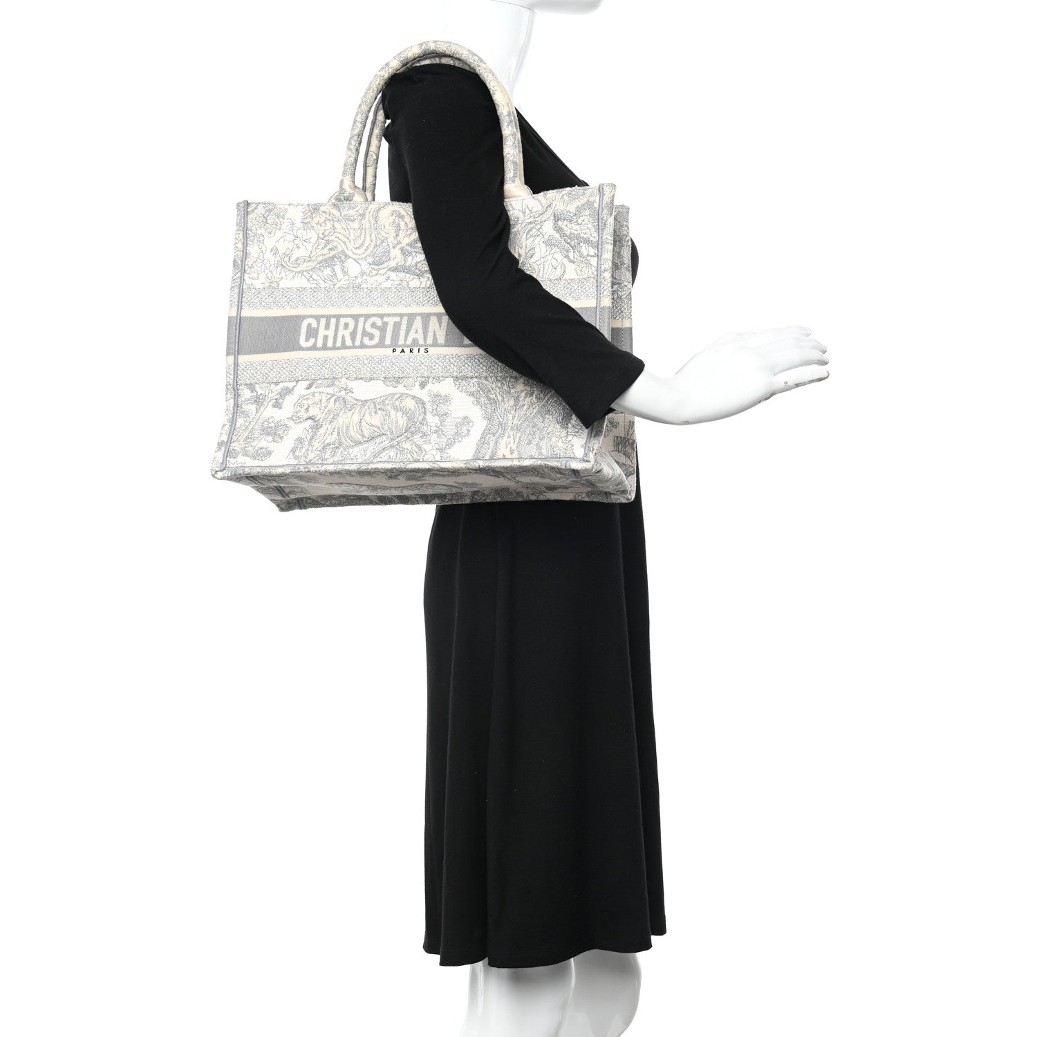 Christian Dior Canvas Embroidered Medium Dioriviera Toile De Jouy Book Tote Gray 2 of 14