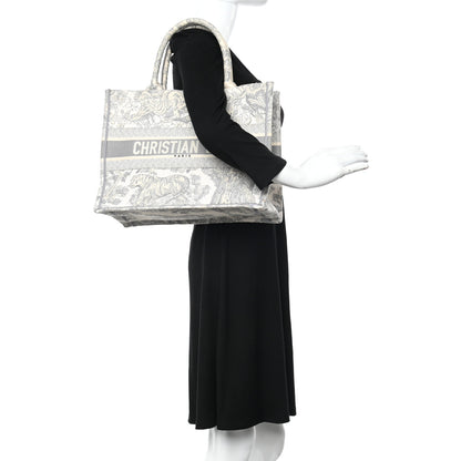Christian Dior Canvas Embroidered Medium Dioriviera Toile De Jouy Book Tote Gray 2 of 14