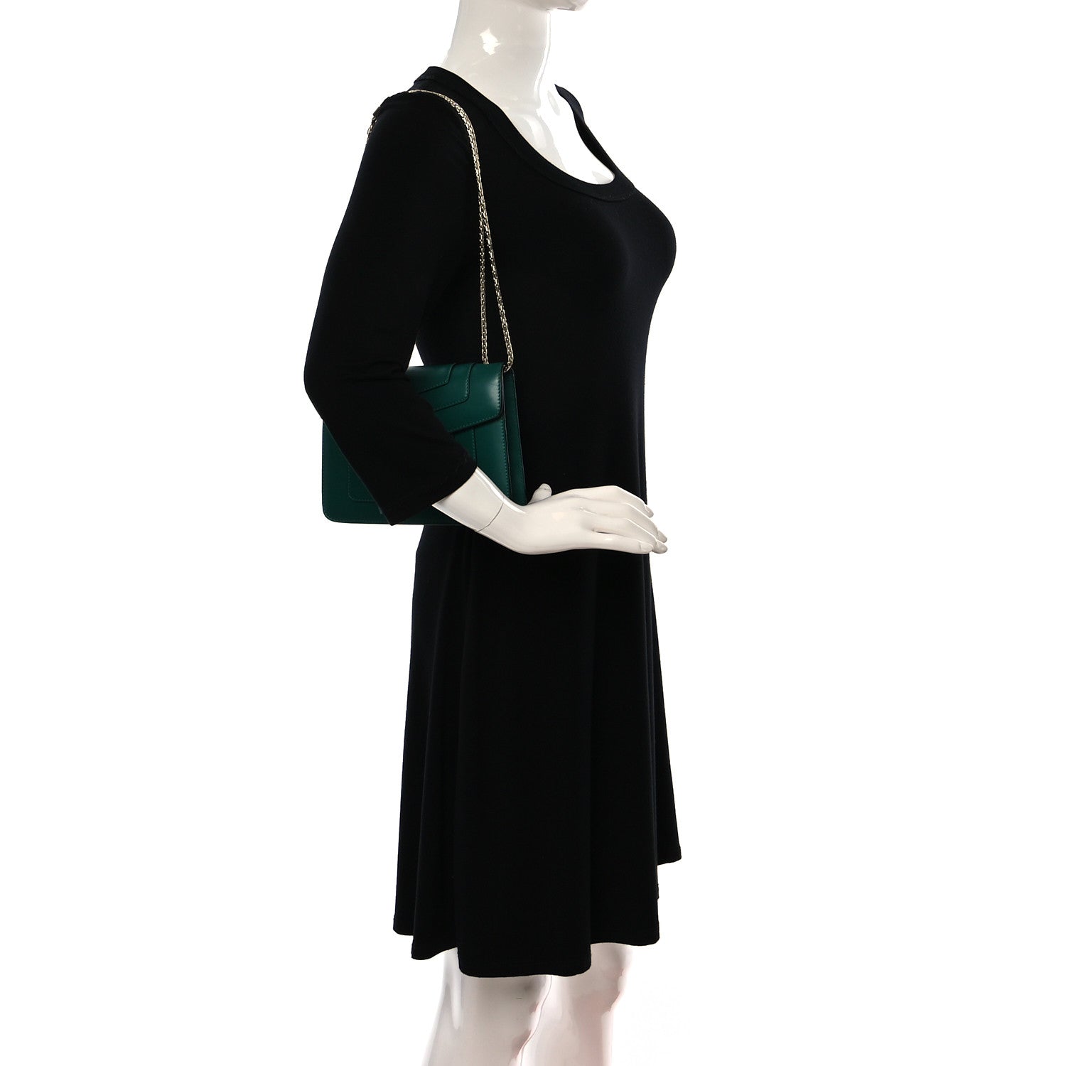 Bulgari Calfskin Small Serpenti Forever Snake Strap Crossbody Bag Emerald Green 2 of 12