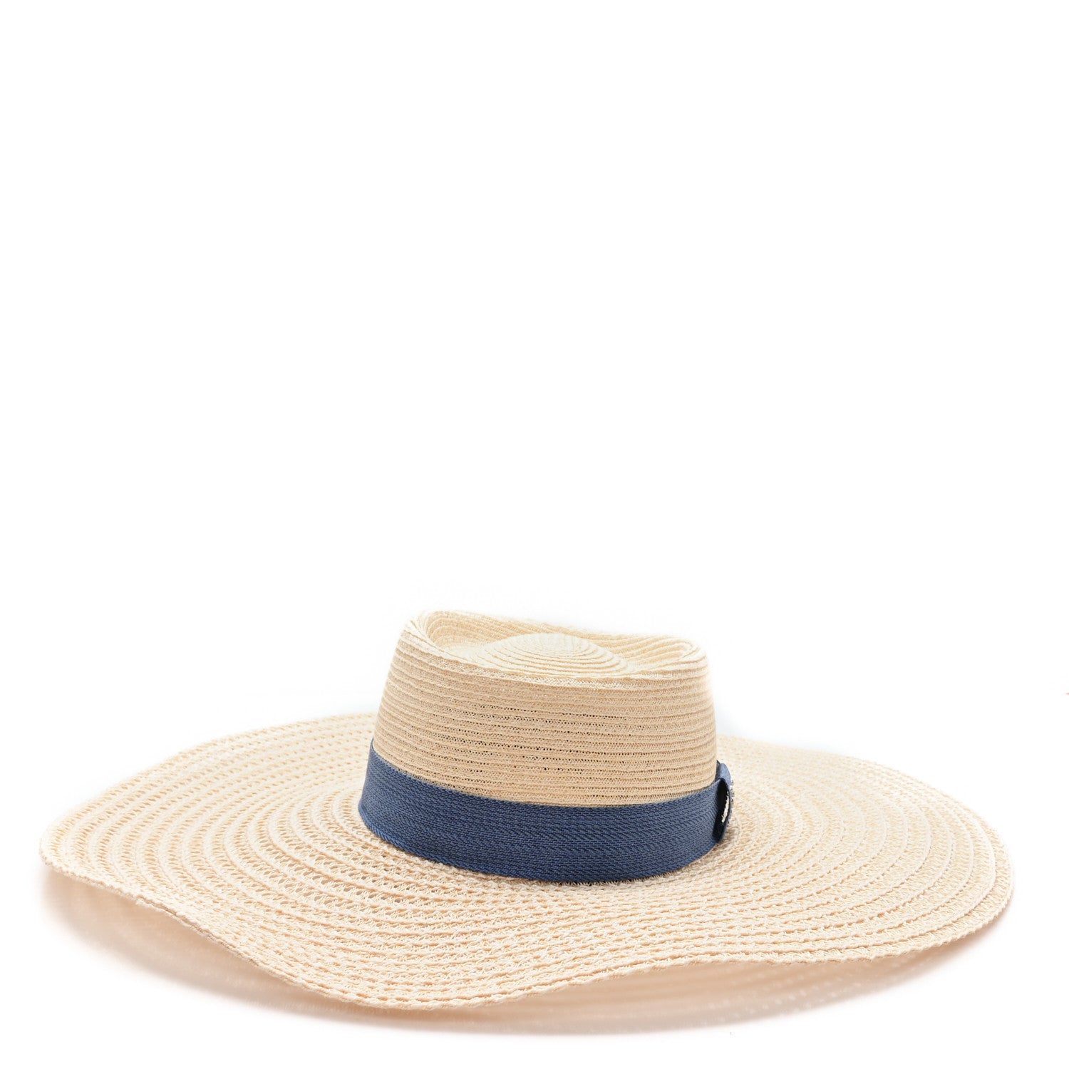 Hermes Straw Chapeau Kalliope Pierce Hat 57 Naturel Light Indigo 4 of 10