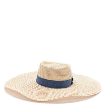 Hermes Straw Chapeau Kalliope Pierce Hat 57 Naturel Light Indigo 4 of 10