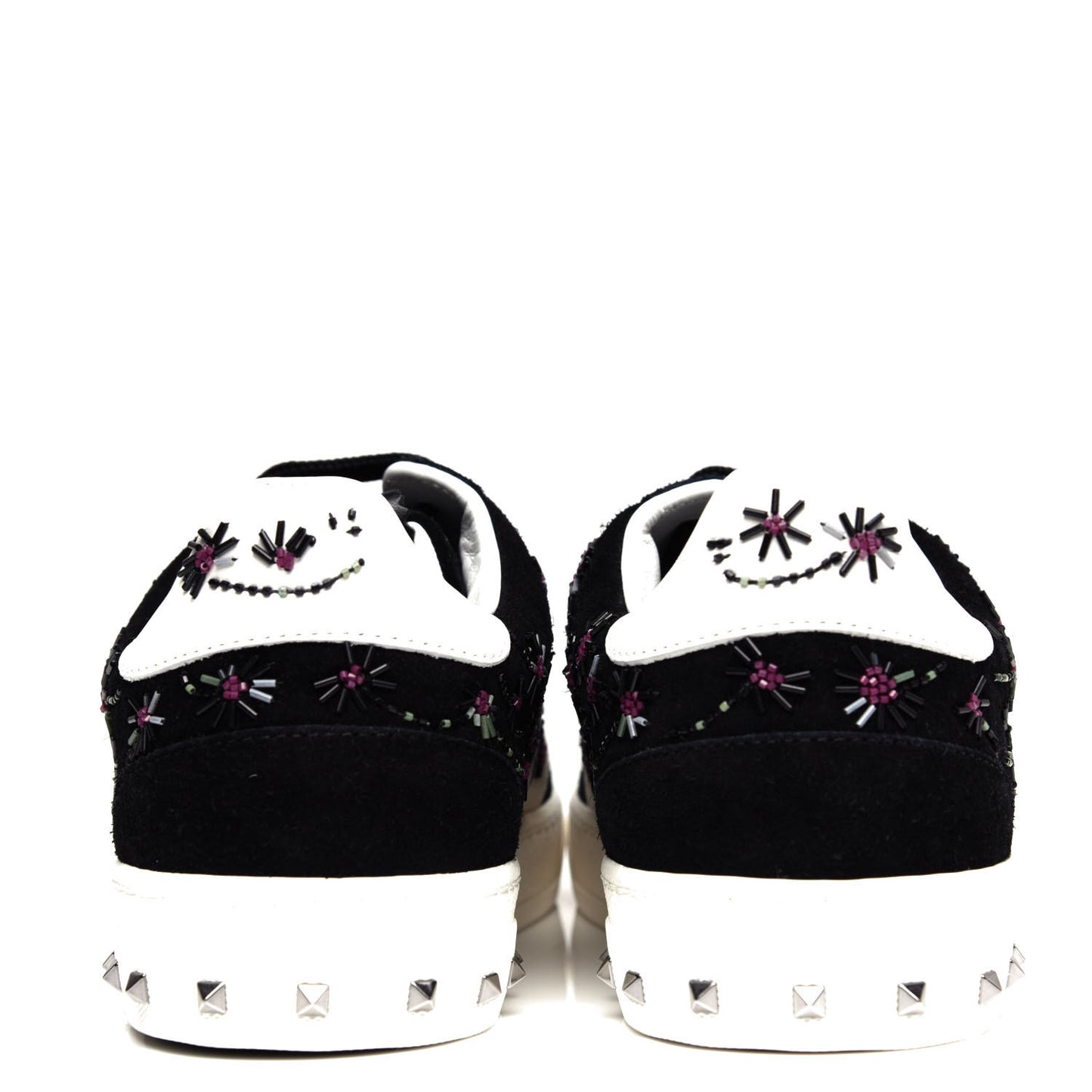 Suede Floral Beaded Flycrew Sneakers 35 Black