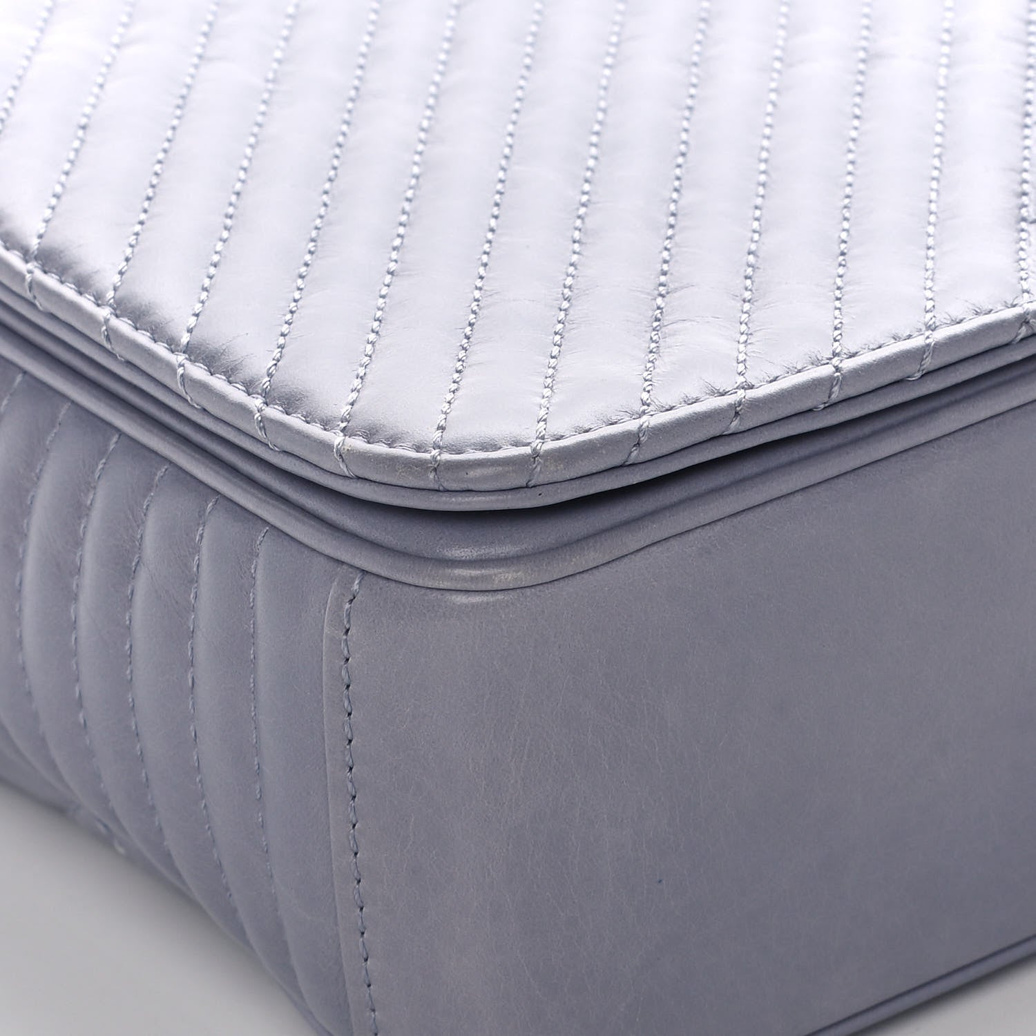 Chanel Glazed Calfskin Quilted Medium Coco Boy Flap Light Grey 6 of 13