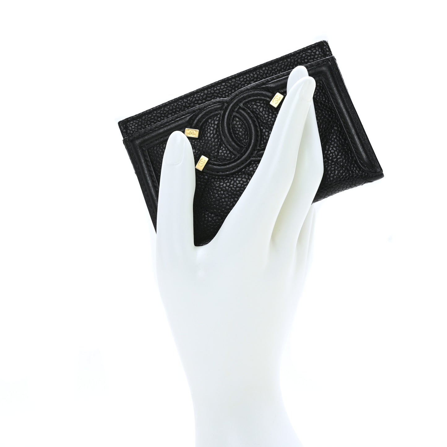 Caviar Quilted Filigree Card Holder Black