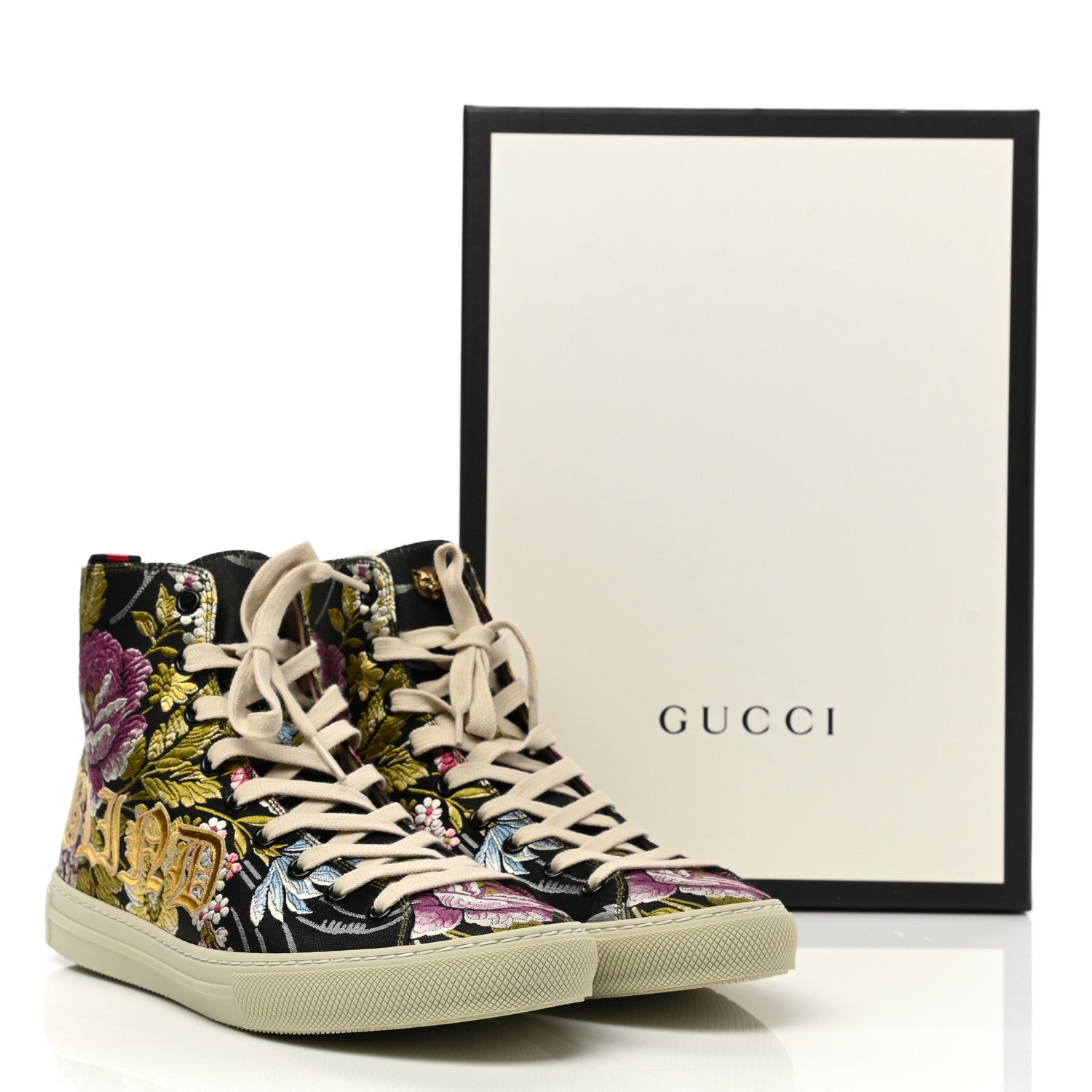 Gucci Canvas Romantic Print Major Blind For Love High Top Sneakers Black 8 of 8