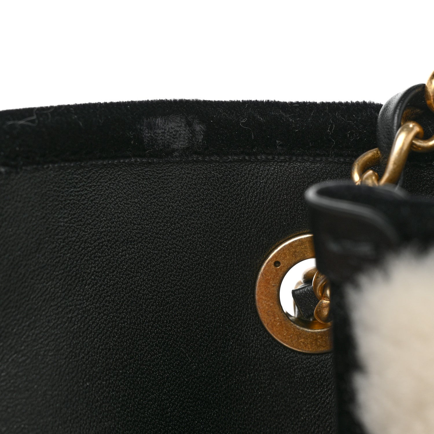 Chanel Shearling Checkered Flap Bag Black White 13 of 14