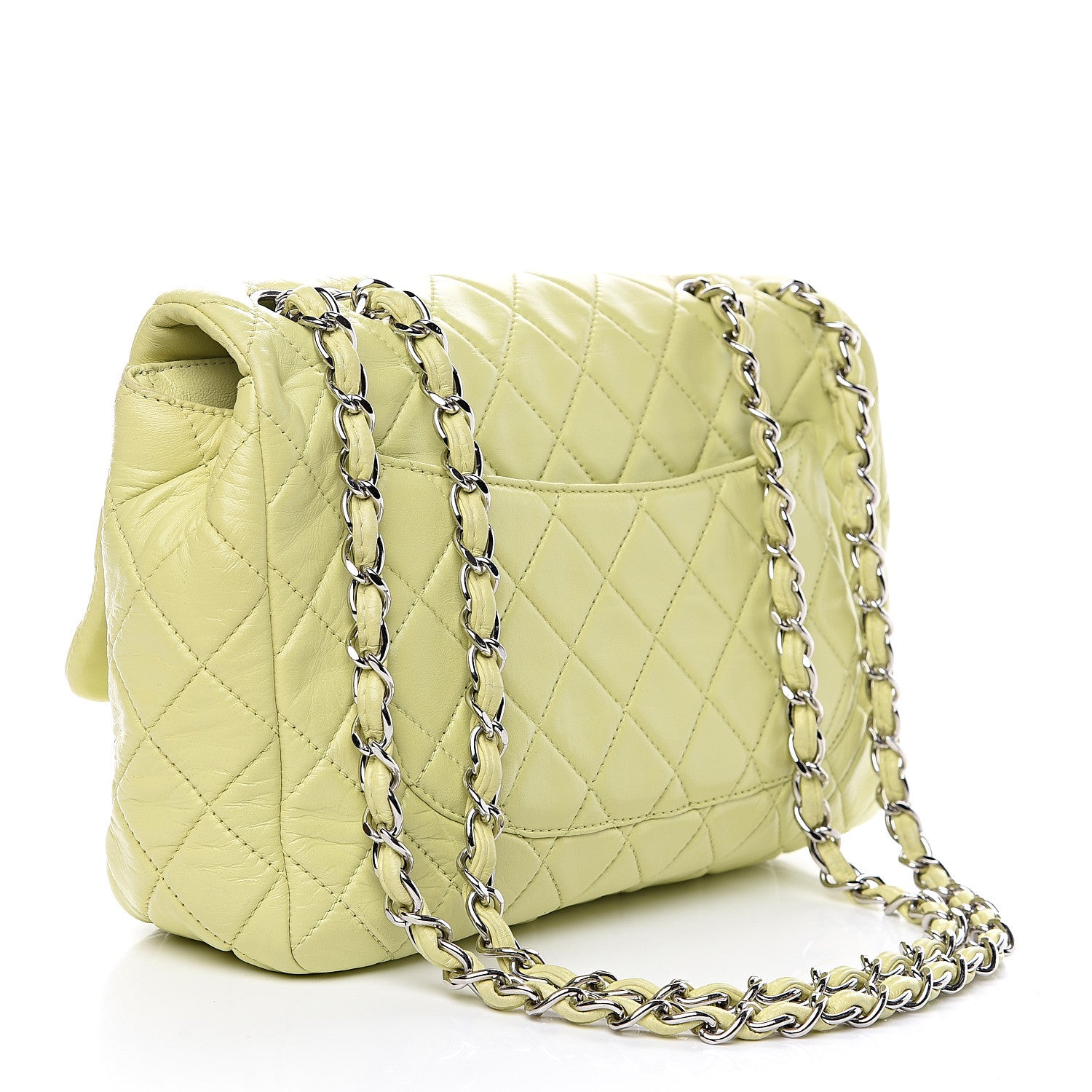 Chanel Lambskin Quilted Jumbo Single Flap Green 2 of 14