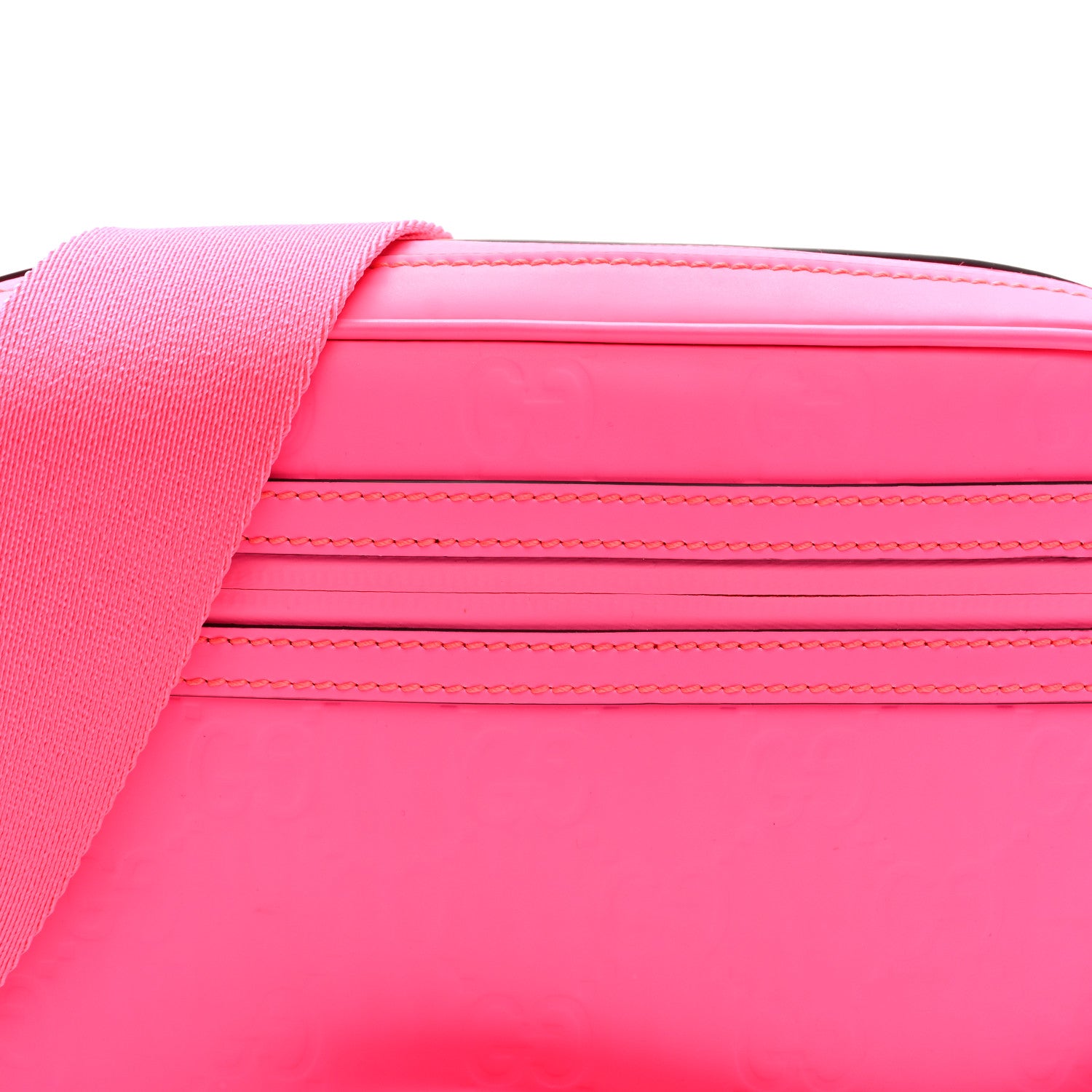 Gucci Rubber Effect Monogram GG Crossbody Bag Fluorescent Fuchsia 7 of 9