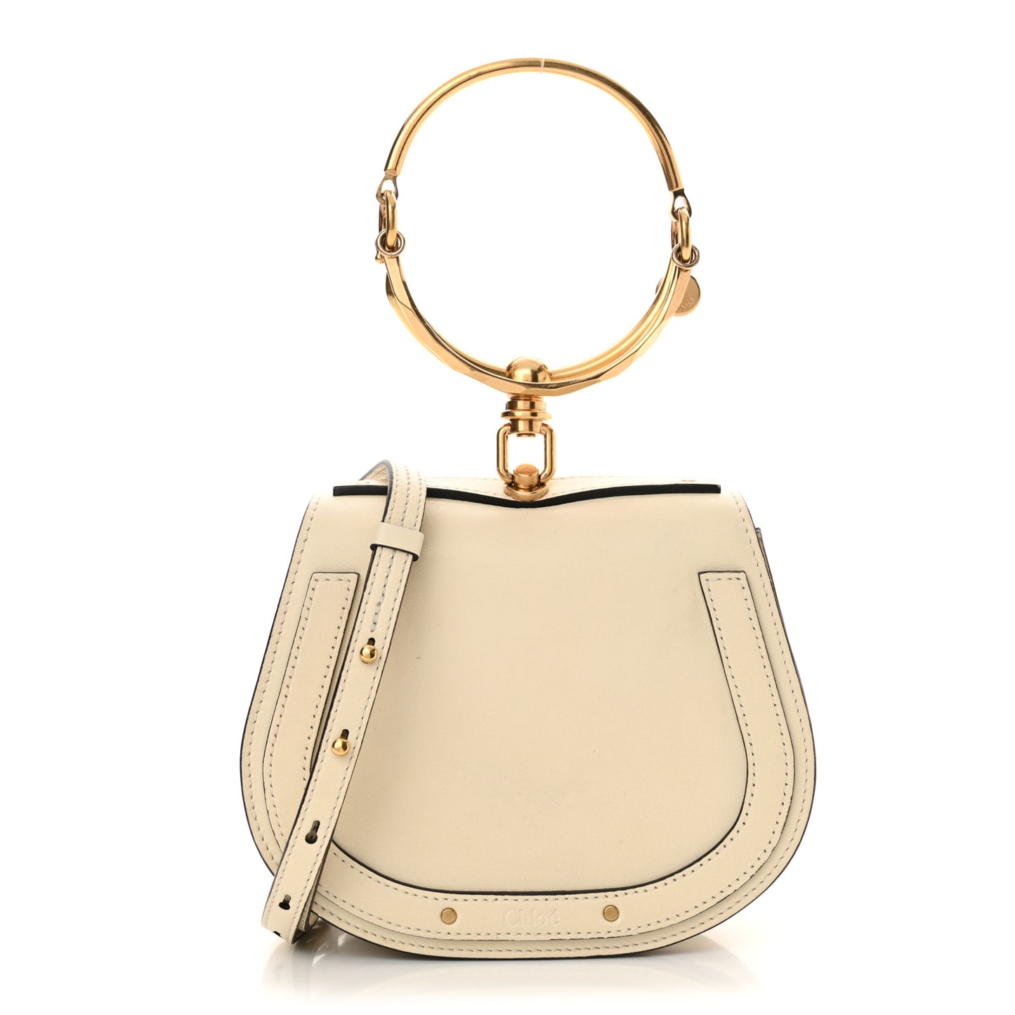 Calfskin Suede Small Nile Bracelet Bag Off White