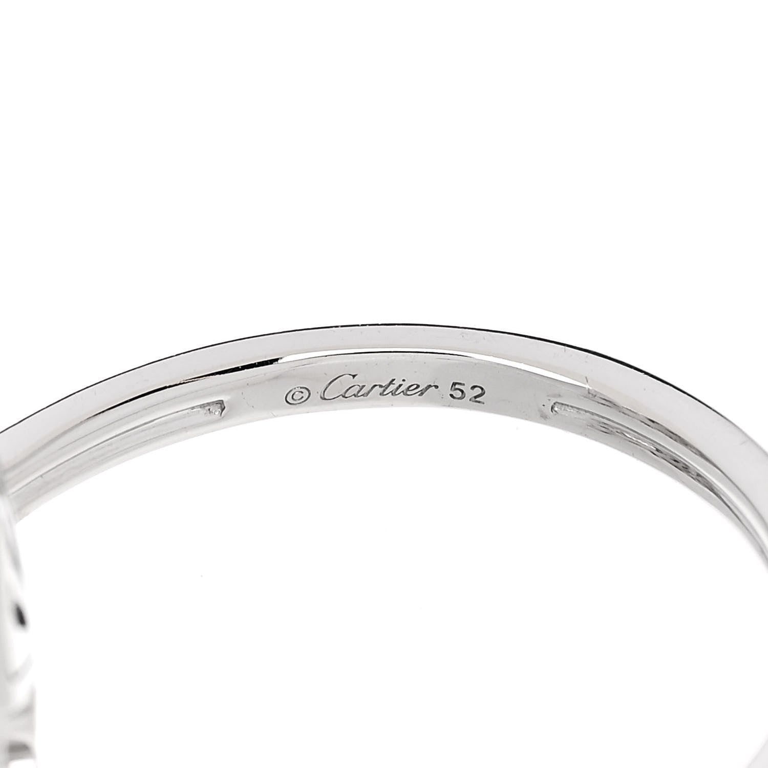 Cartier 18K White Gold Diamond SM Amulette de Cartier Ring 51 5.75 5 of 7