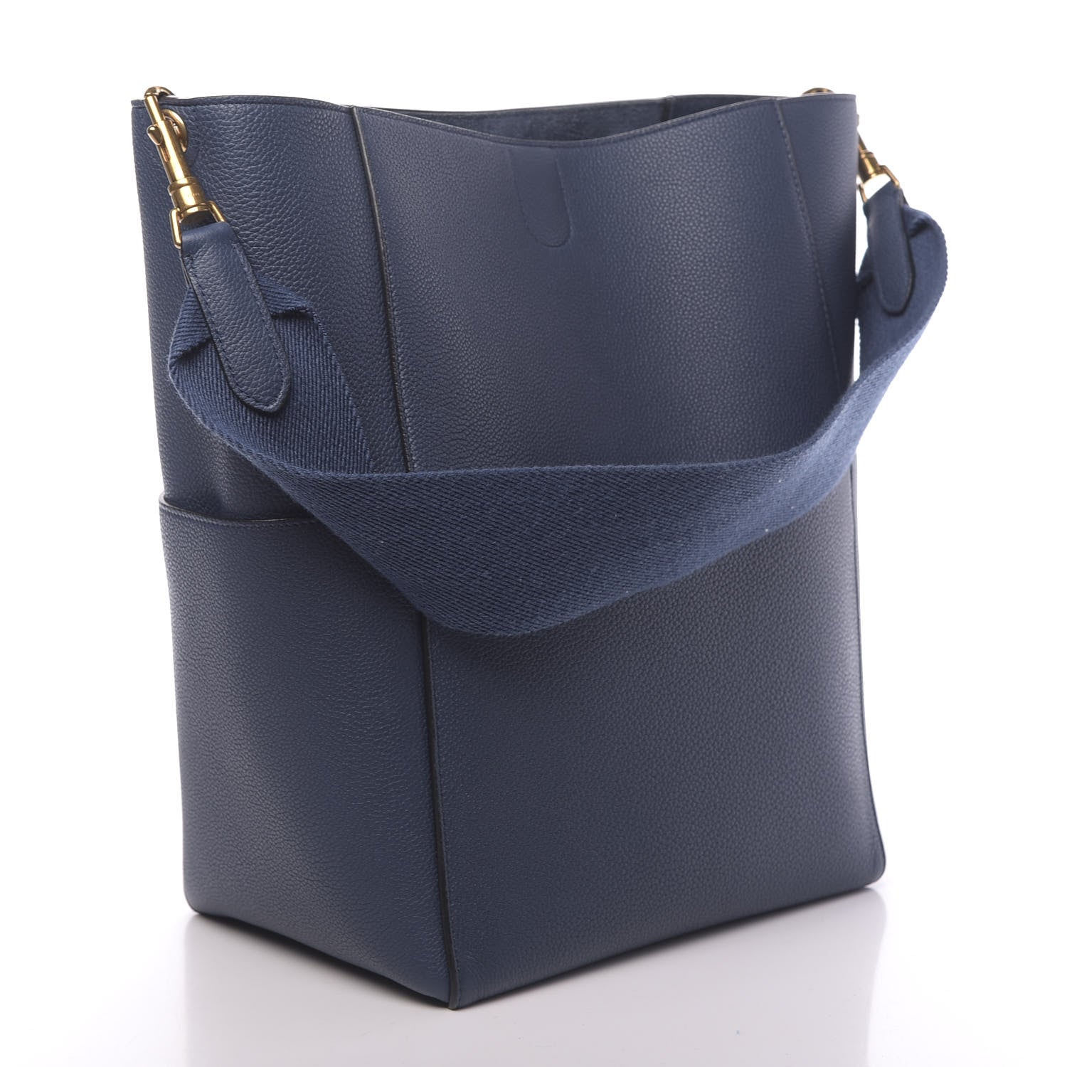 Celine Soft Grained Calfskin Sangle Bucket Bag Deep Blue 3 of 11