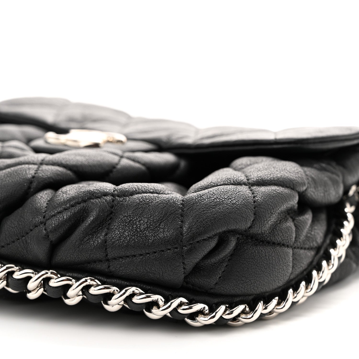 Chanel Washed Lambskin Quilted Medium Chain Around Messenger Black 10 of 11