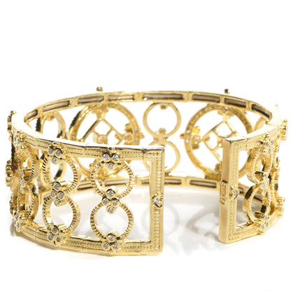 FASHIONPHILE 18K Yellow Gold Pave Diamond Garland Cuff 3 of 4