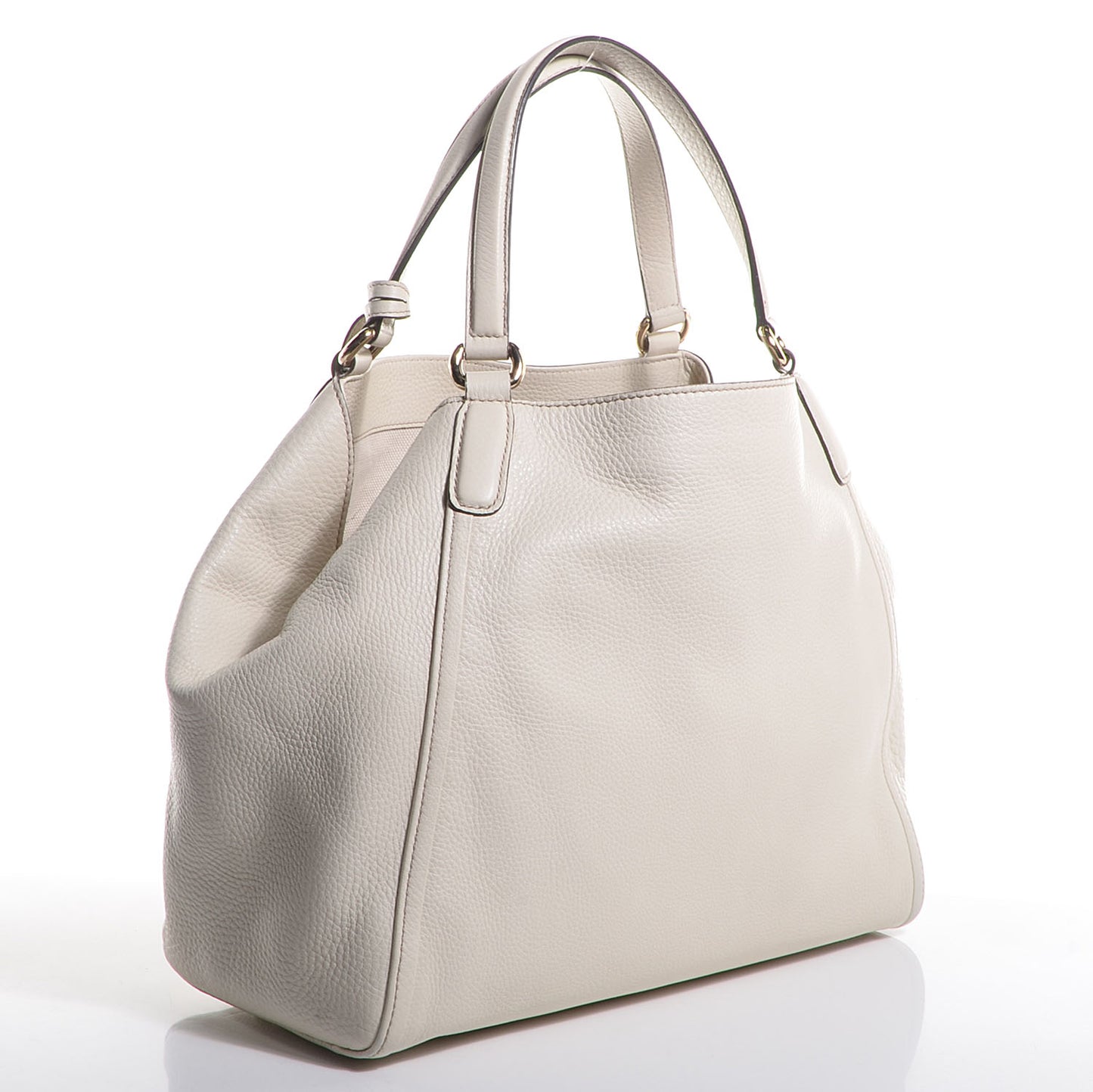 Pebbled Calfskin Medium Soho Shoulder Bag Off White
