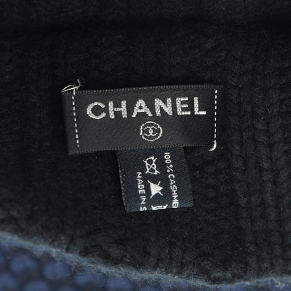 Chanel Cashmere CC Shooting Star Beanie Hat Navy Black 4 of 5