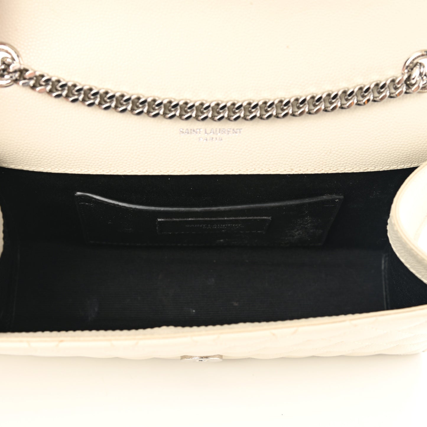 Grain De Poudre Textured Mixed Matelasse Triquilt Small Monogram Satchel Crema Soft