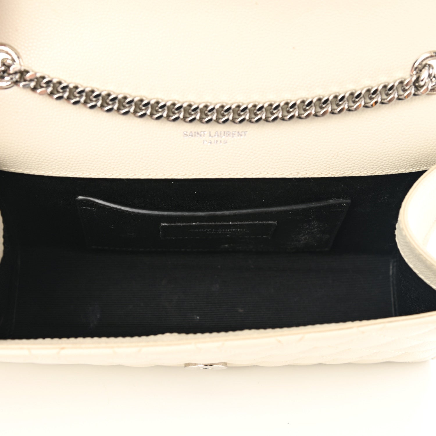 Saint Laurent Grain De Poudre Textured Mixed Matelasse Triquilt Small Monogram Satchel Crema Soft 5 of 11