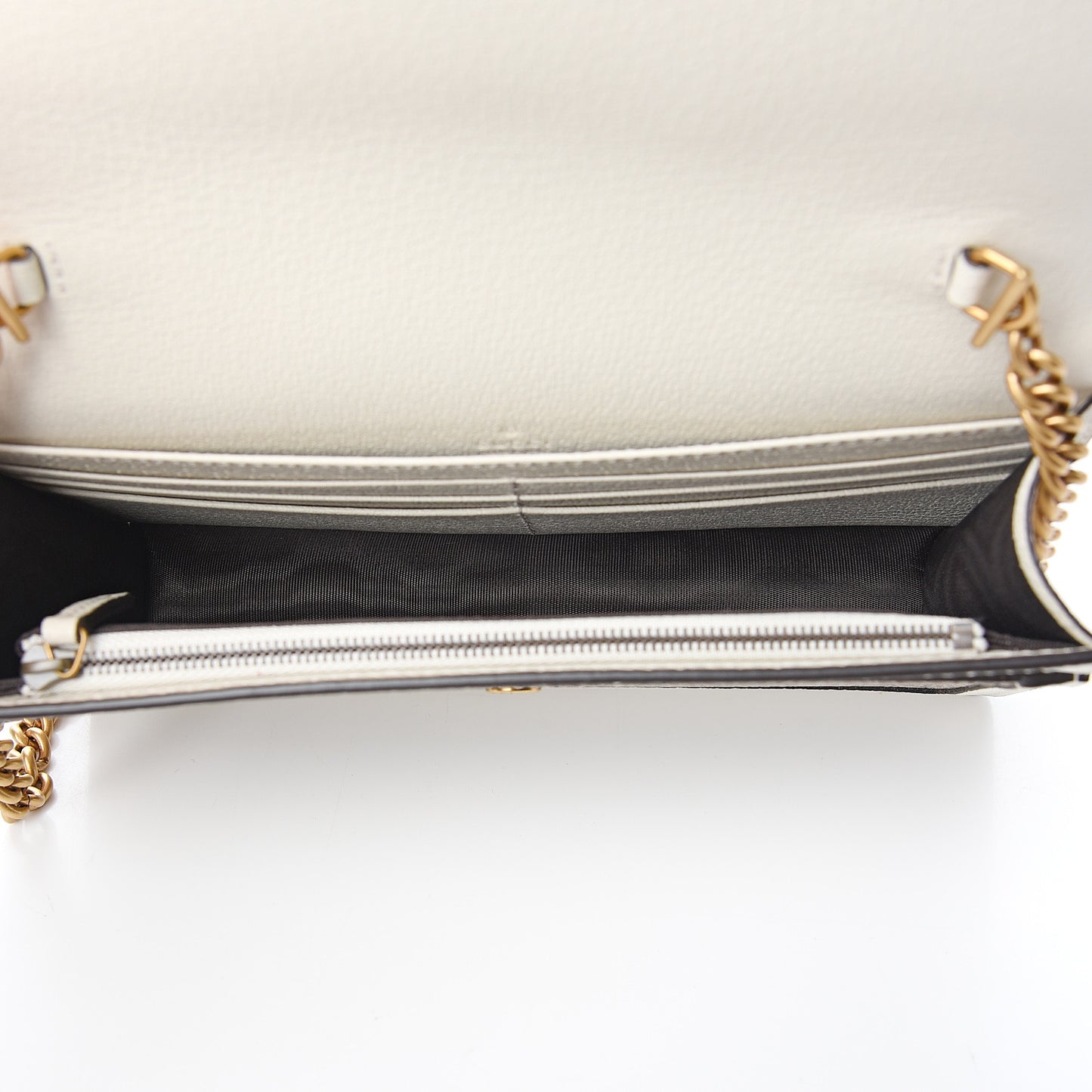 GG Supreme Monogram Web Queen Margaret Chain Wallet White