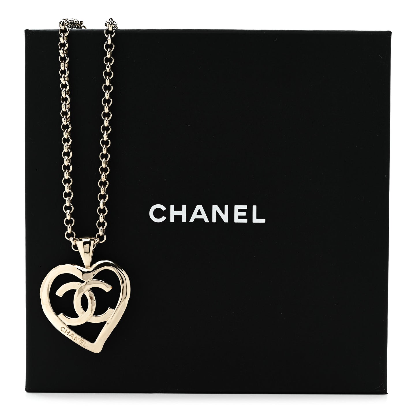 CC Heart Chain Pendant Necklace Gold