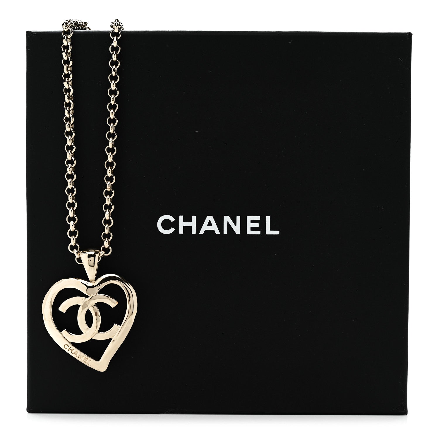 Chanel CC Heart Chain Pendant Necklace Gold 6 of 6