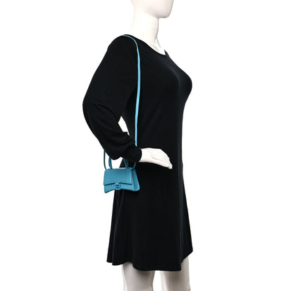 Balenciaga Shiny Box Calfskin Tonal B Hourglass Top Handle Bag Mini Azur 2 of 10
