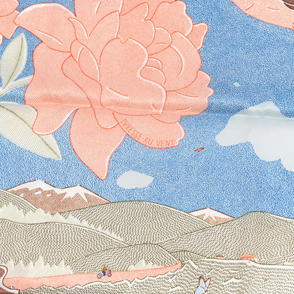 Hermes Silk Ivresse Au Vent Scarf 70 Bleu Azur Saumon 5 of 5