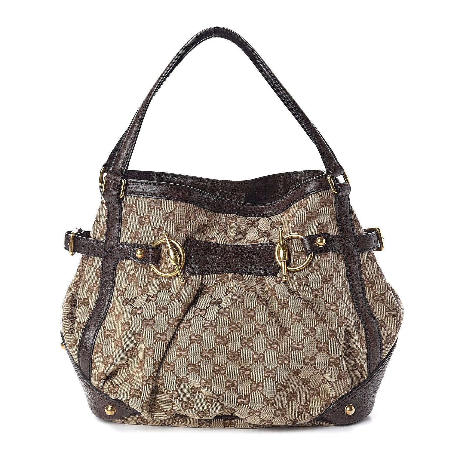 Gucci Monogram Medium Jockey Tote Dark Brown 1 of 8