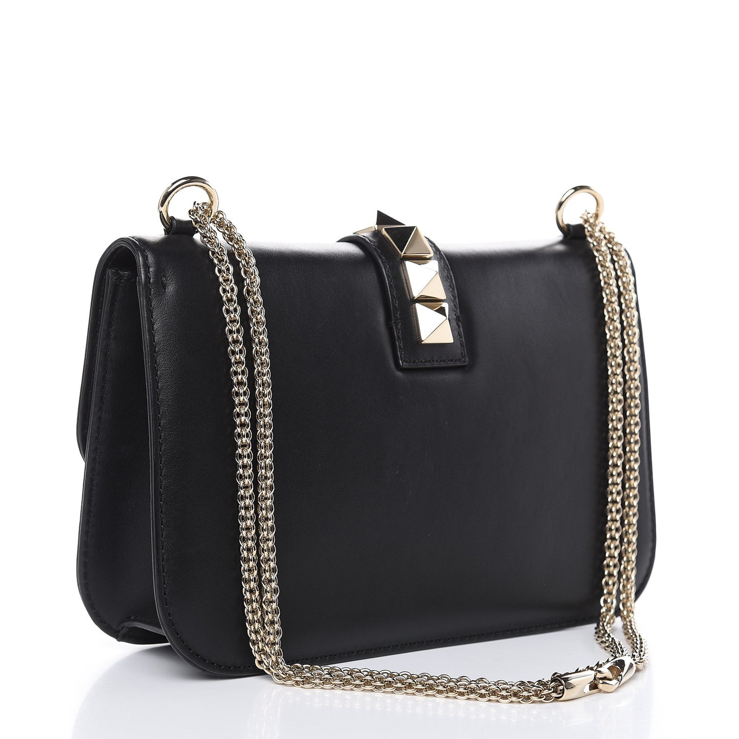 Vitello Medium Glam Lock Rockstud Flap Black