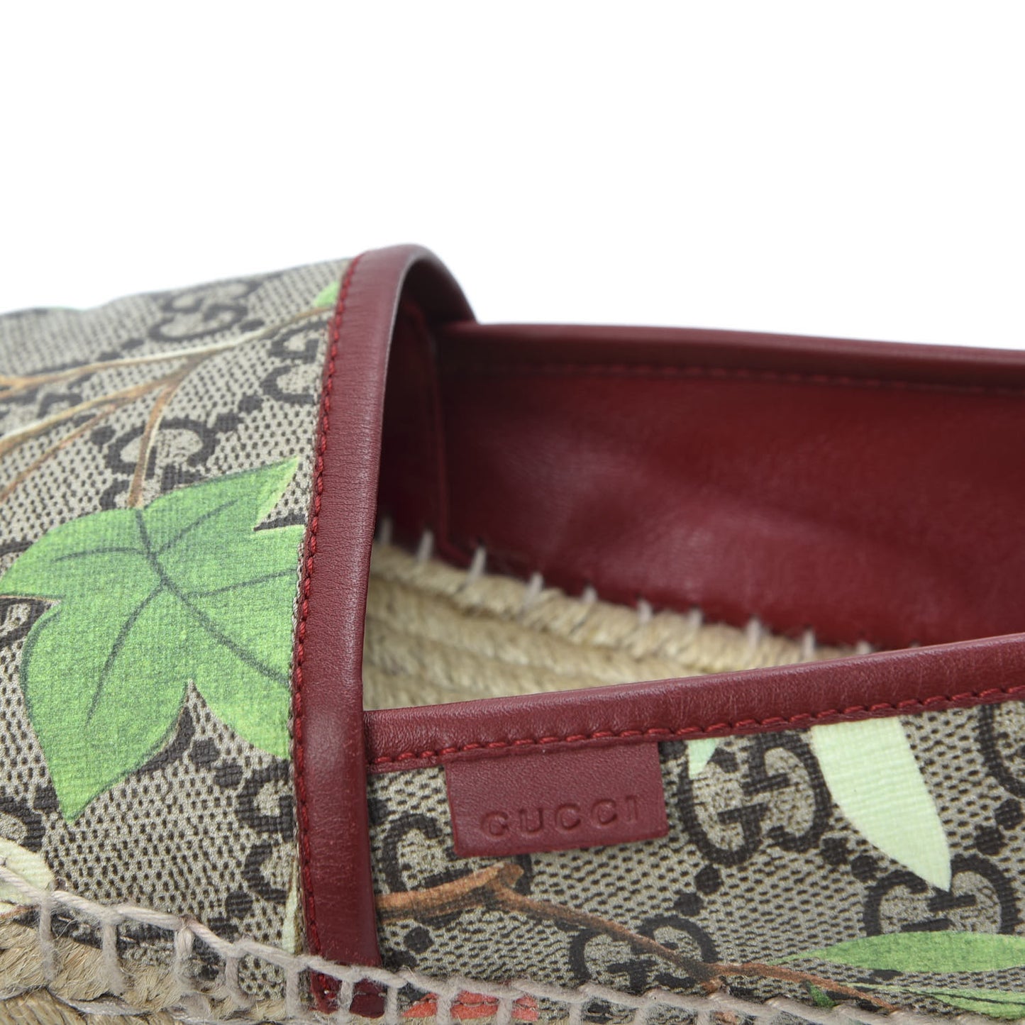 GG Supreme Monogram Tian Womens Espadrilles 38.5 Beige Multicolor Red
