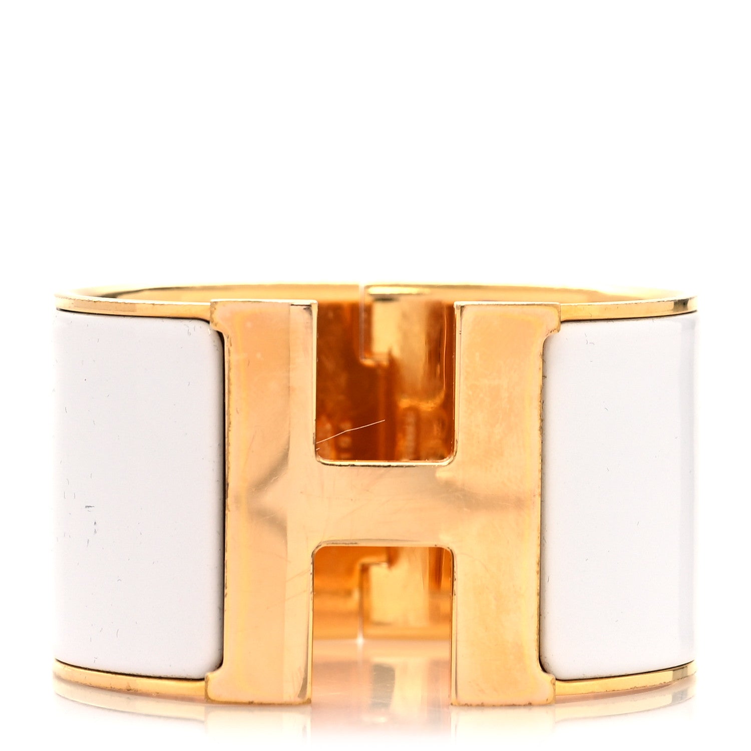 Hermes Enamel Extra Wide Clic Clac H Bracelet PM White 1 of 6